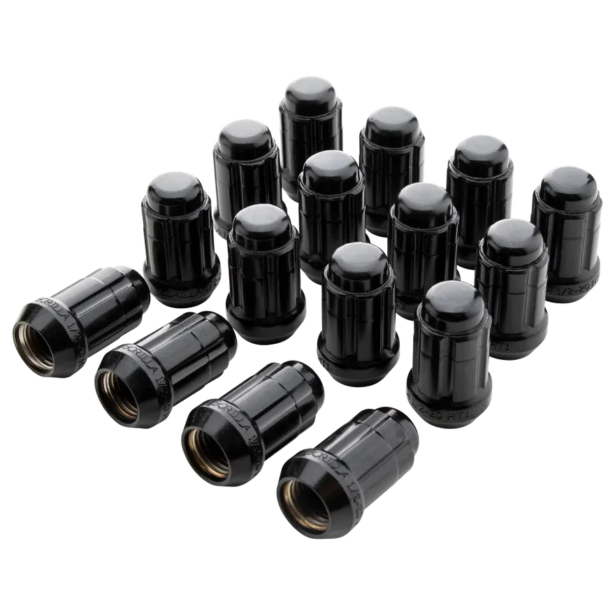 Small Diam Spline Acorn Lug Nuts 17mm & 19mm Key 1/2"-20 Black Set of 16 for Textron