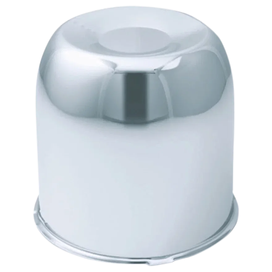 Push Thru Center Cap Closed End Chrome Steel 4.25in OD 4.5in Overall Length