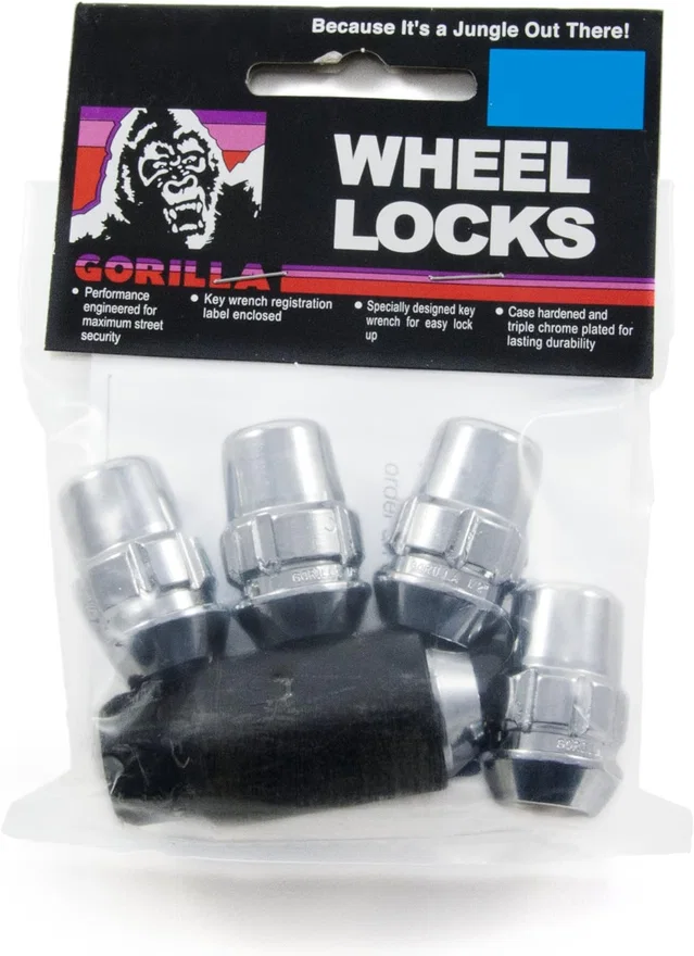 Original Gorilla Lock Set Acorn Bulge 13/16" Hex 12mm x 1.50 Chrome Set of 5