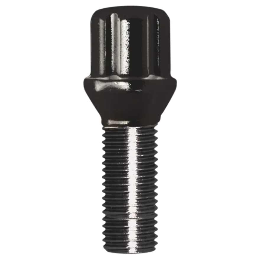 Small Diameter Spline Lug Bolt 14mm x 1.50 Black 32mm Thread Length Bulk