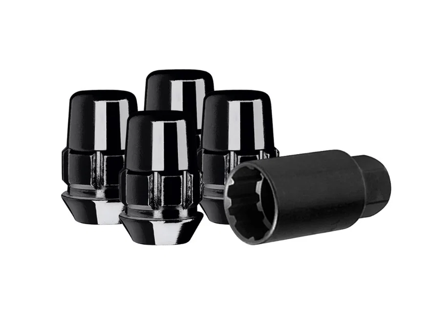 Original Gorilla Lock Set Acorn Bulge 13/16" Hex 12mm x 1.50 Black Set of 4