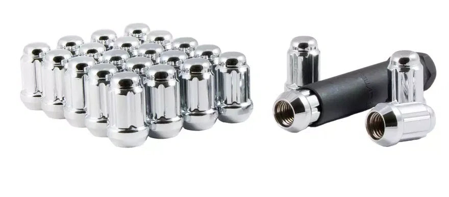 Small Diam Spline Acorn Lug Nuts 3/4" & 13/16" Key 1/2"-20 Chrome Set of 24