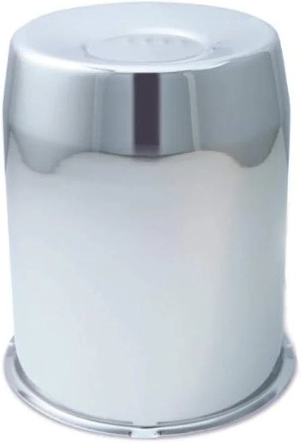Push Thru Center Cap Closed End Long Chrome Steel 5.1in OD 5.36in Overall Length