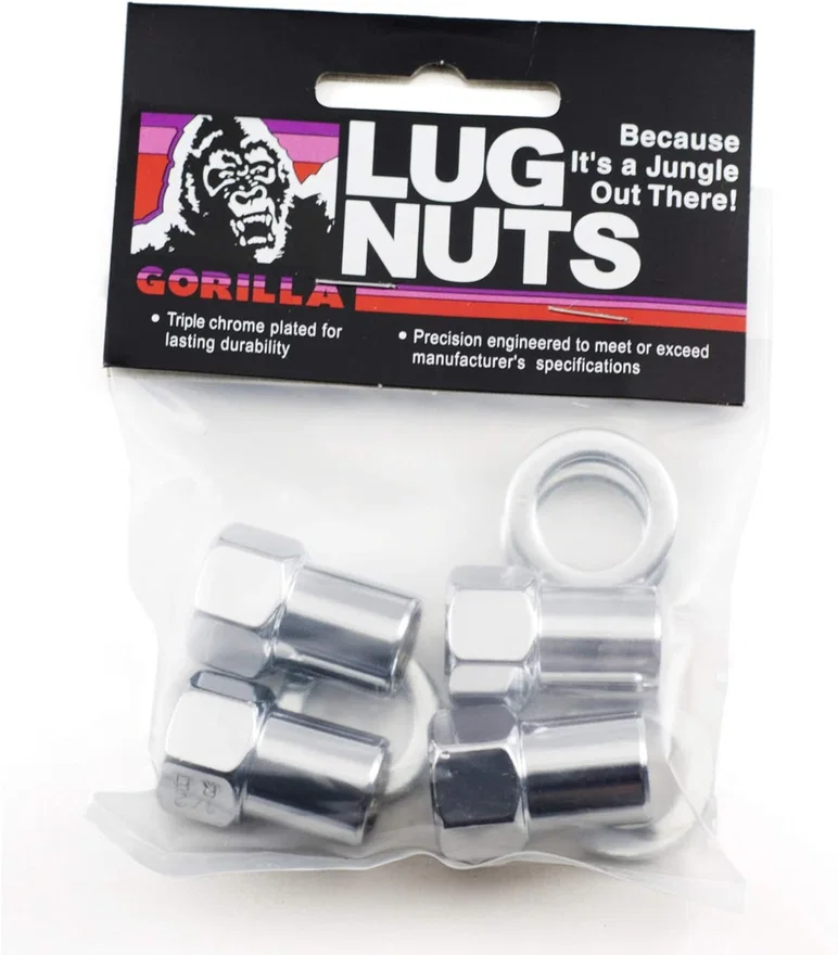 Standard Mag Open End 13/16" Hex 1/2"-20 Chrome Pack of 4 Lug Nuts and 4 Washers