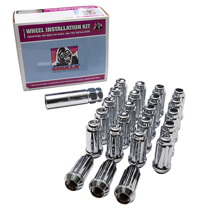 Small Diam Spline Dplx Lugs&Locks 13/16"&7/8" Key 14x1.5 Chrome 18Lugs&5 Locks for Jeep