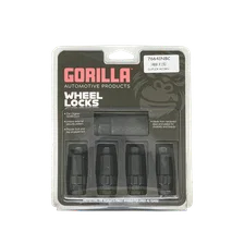 Original Gorilla Lock Set Duplex Acorn 13/16"&7/8" Dual Hex 14x1.5 Black 4Pk image 1