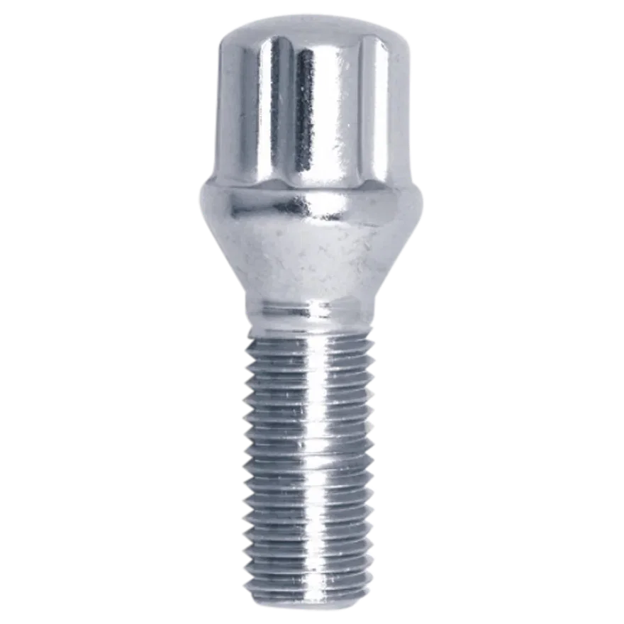 Small Diameter Spline Lug Bolt 14mm x 1.50 Chrome 30mm Thread Length Bulk