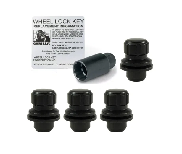 Original Gorilla Lock Set Toyota Mag 21mm Hex 12mm x 1.50 Black Set of 4