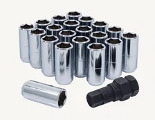 Hex Socket Duplex Short Lug Nuts 13/16" & 7/8" Key 14mm x 1.50 Chrome Set of 20 image 1