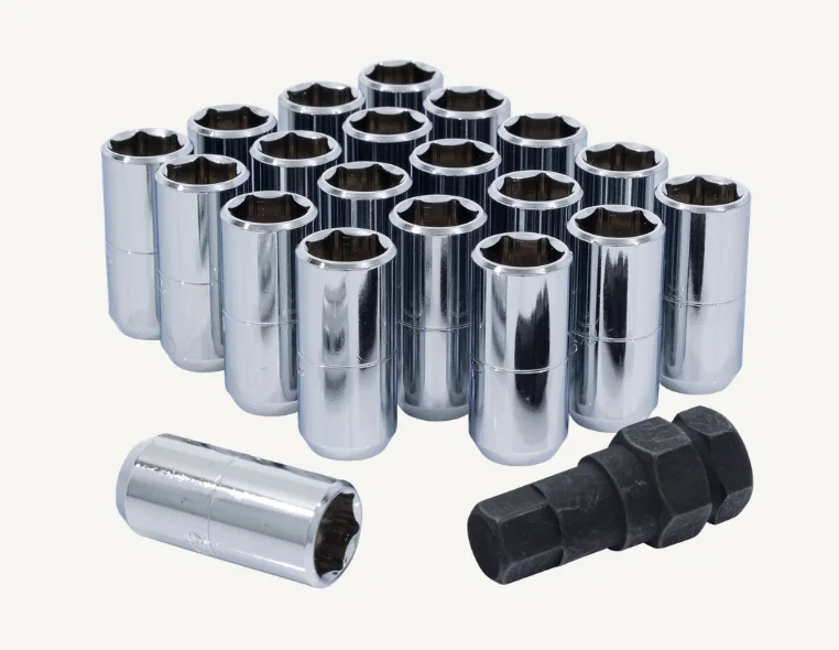 Hex Socket Duplex Short Lug Nuts 13/16" & 7/8" Key 14mm x 1.50 Chrome Set of 20