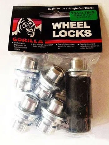 Original Gorilla Lock Set Toyota Mag 21mm Hex 12mm x 1.50 Chrome Set of 5