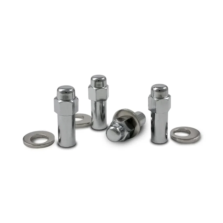 SST Closed End 13/16" Hex 1/2"-20 Chrome Pack of 4 Lug Nuts and 4 Washers