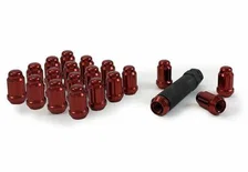 Small Diam Spline Acorn Lug Nuts 3/4" & 13/16" Key 12mm x 1.25 Red Set of 20 image 2