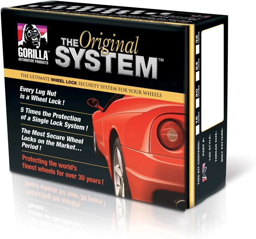 Original Gorilla Lock System Duplex Acorn 13/16"&7/8" Hex 14x1.5 Chrome 24Pk