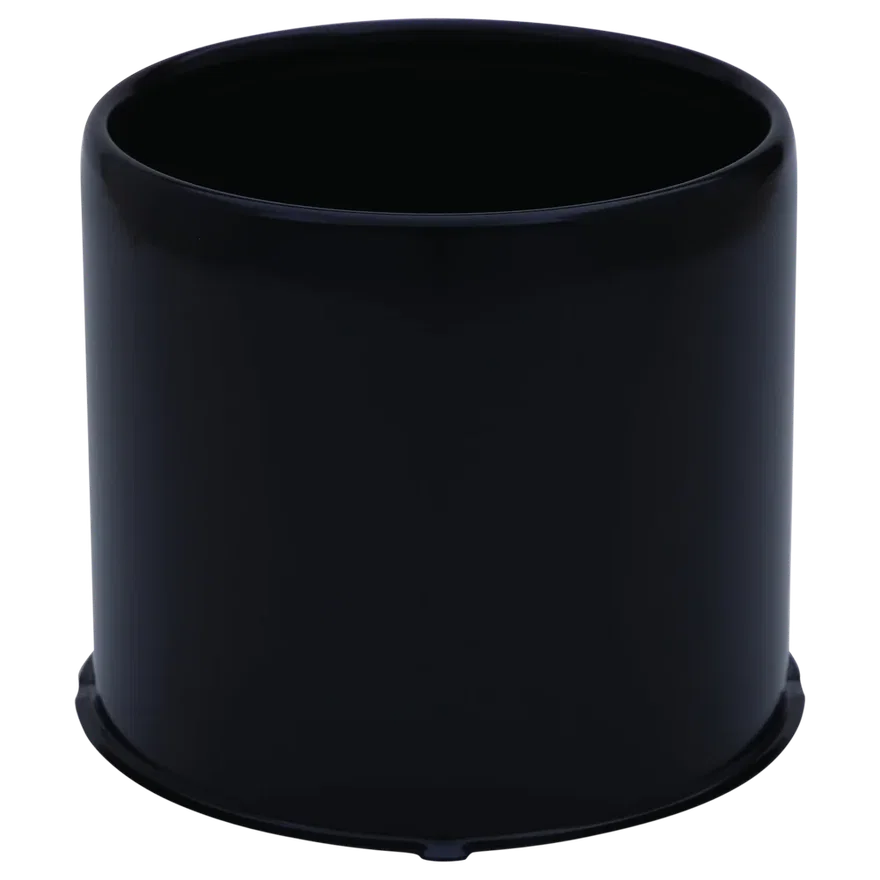 Push Thru Center Cap Open End Gloss Black Steel 5.1in OD 5.36in Overall Length