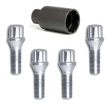 Small Diam Spline Bolt Lock Set 17mm&19mm Key 14x1.25 Chrome 32mm Thrd Len 4Pk image 2