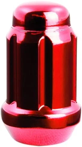 Small Diameter Spline Duplex Short Lug Nut 14mm x 1.50 Red Painted Bulk