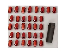 Small Diam Spline Duplex Lug Nuts 13/16" & 7/8" Key 14mm x 1.50 Red Set of 32 image 2