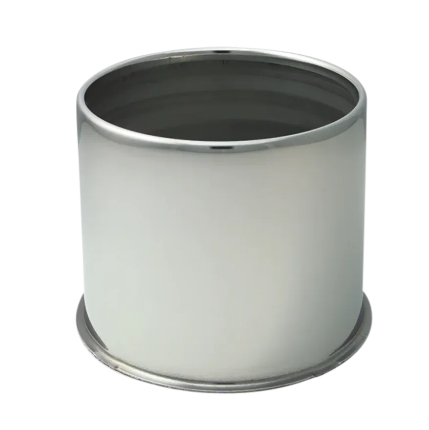 Push Thru Center Cap Open End Short Stainless Steel 4.25in OD 4.5in Overall Len