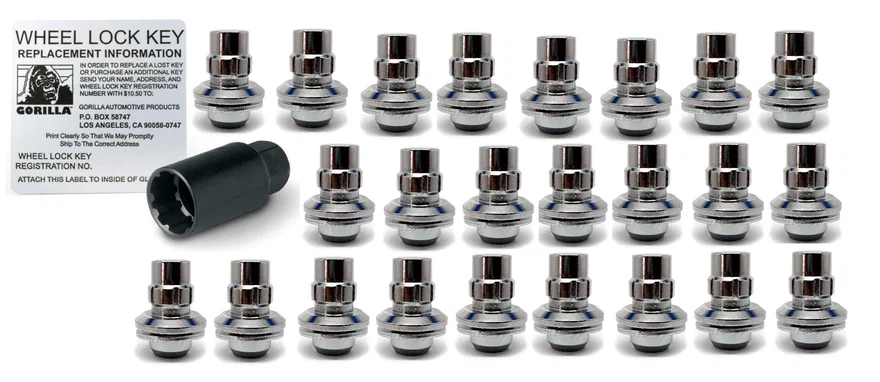 Lock System Toyota Mag 13/16" & 7/8" Dual Hex 14x1.5 Chrome Set of 24