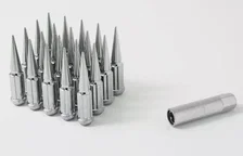 Small Diam Spline Short Spike Lugs 3/4" & 13/16" Key 12mmx1.50 Chrome Set of 20 image 2