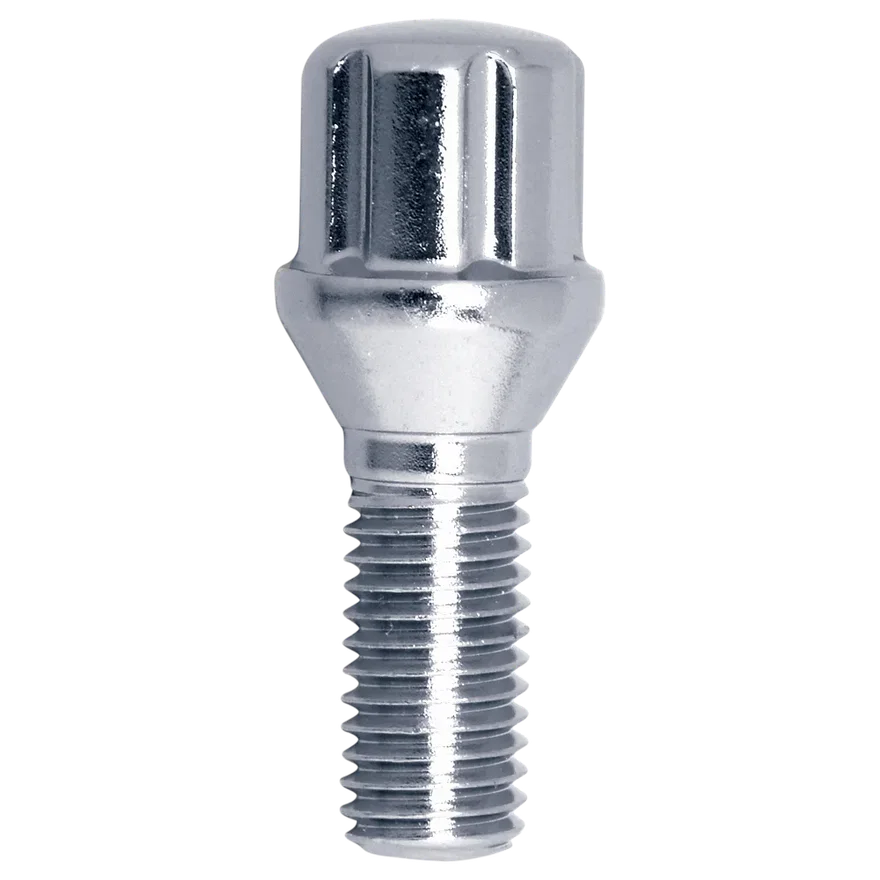 Small Diameter Spline Lug Bolt 12mm x 1.75 Chrome 27mm Thread Length Bulk for Volvo