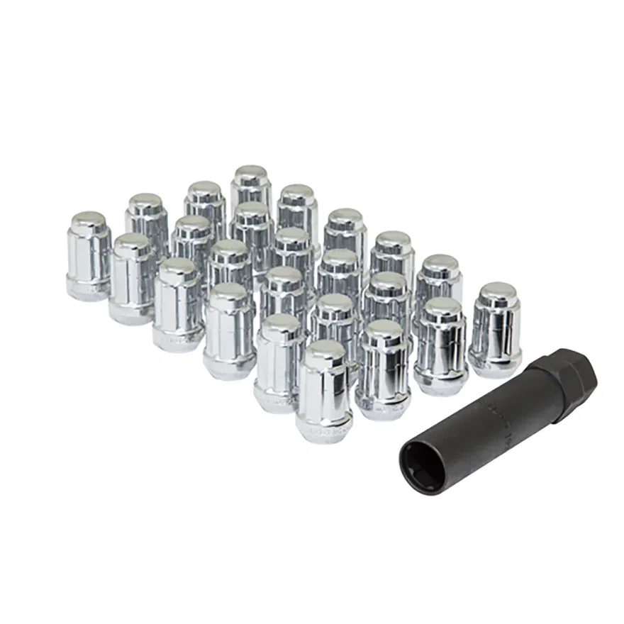 Small Diam Spline Acorn Lug Nuts 3/4" & 13/16" Key 12mm x 1.50 Chrome Set of 24