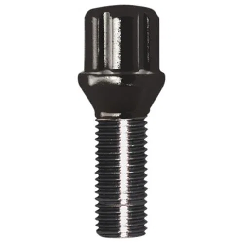 Small Diameter Spline Lug Bolt 14mm x 1.25 Black 35mm- Bulk