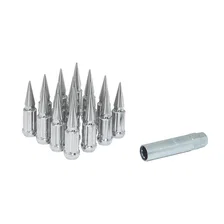 Small Diam Spline Short Spike Lugs 17mm & 19mm Key 12mmx1.50 Chrome Set of 16 image 2