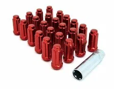 Small Diam Spline Duplex Lug Nuts 13/16" & 7/8" Key 14mm x 1.50 Red Set of 24 image 2