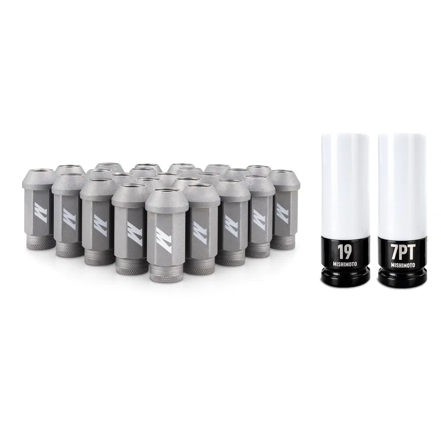 Steel Locking Lug Nuts M14x1.5, Silver, 24pc Set