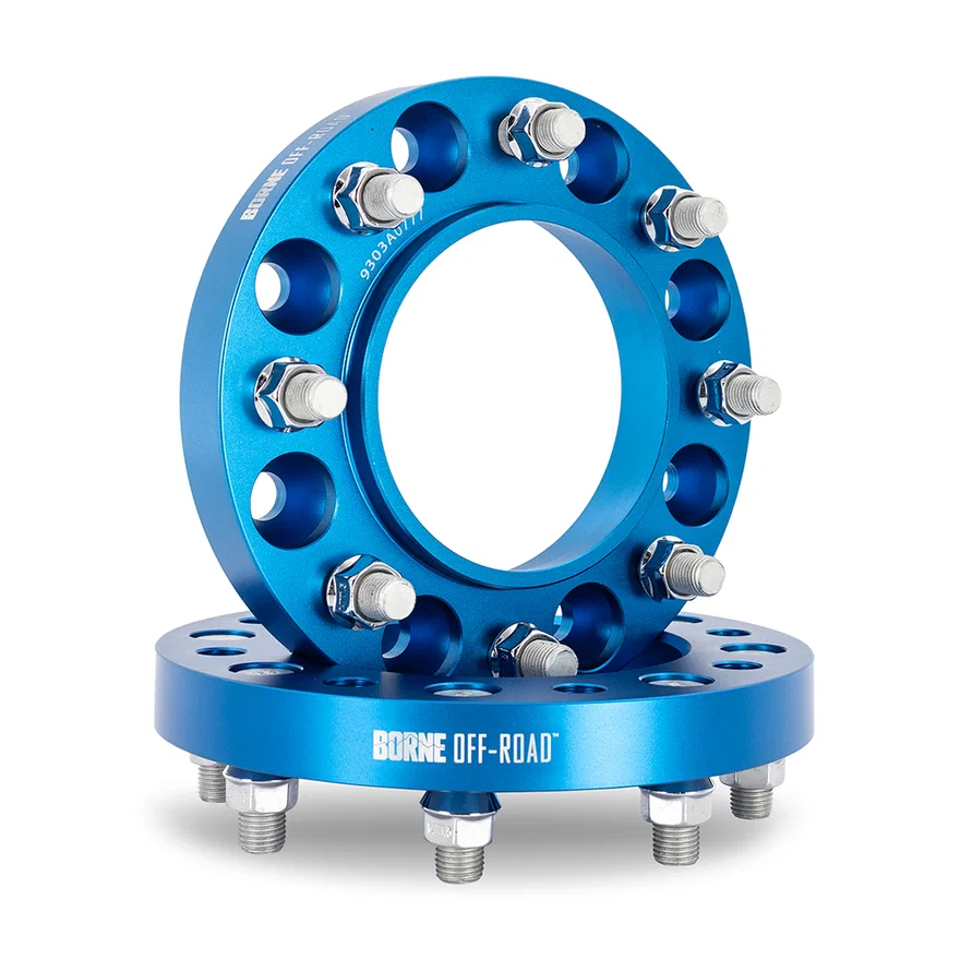 Borne Off-Road BNWS-009-250BL Wheel Spacers, Blue, 8x180, 124.1 Center Bore, M14x1.5, 1.00in