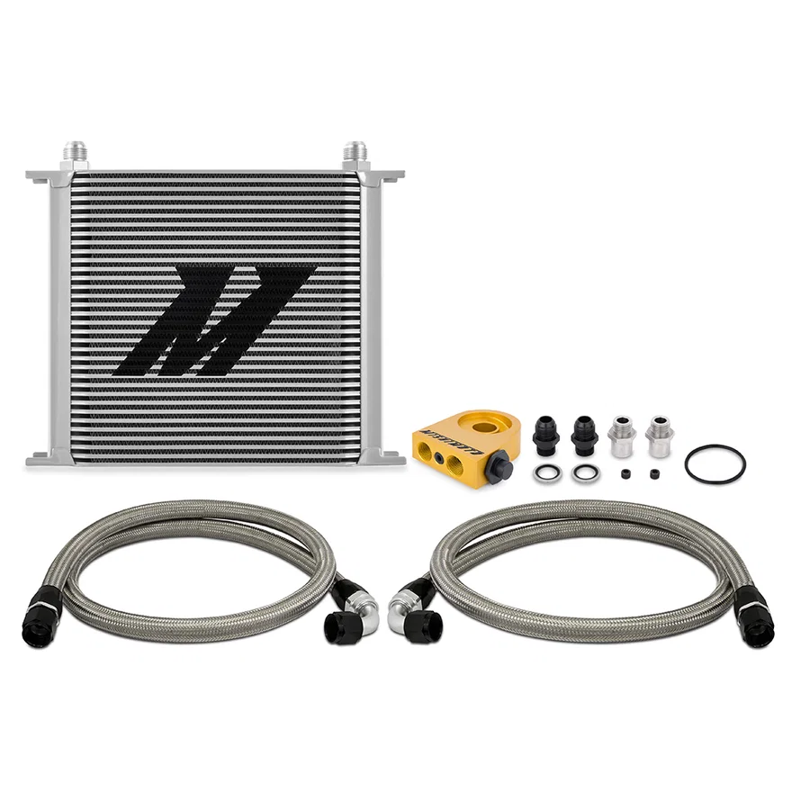 Universal Oil Cooler, 34-Row, Silver, Thermostatic, Kit