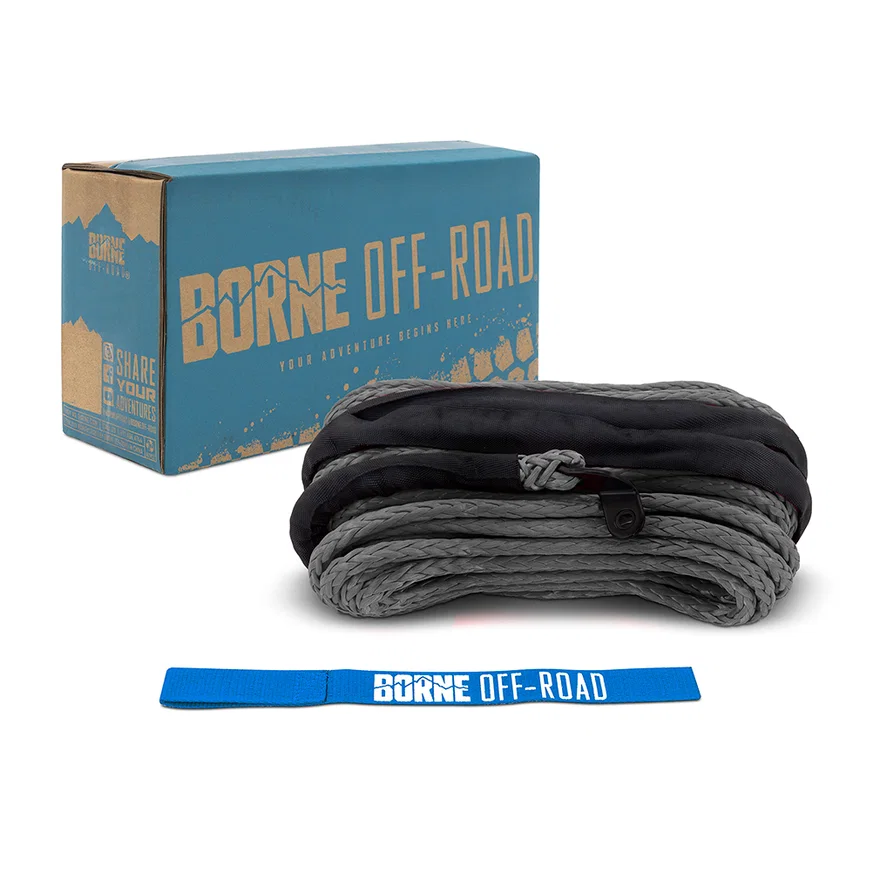 Borne Off-Road BNWN-SR-38-85GR Replacement Synthetic Winch Rope, Gray, 3/8 in x 85 ft