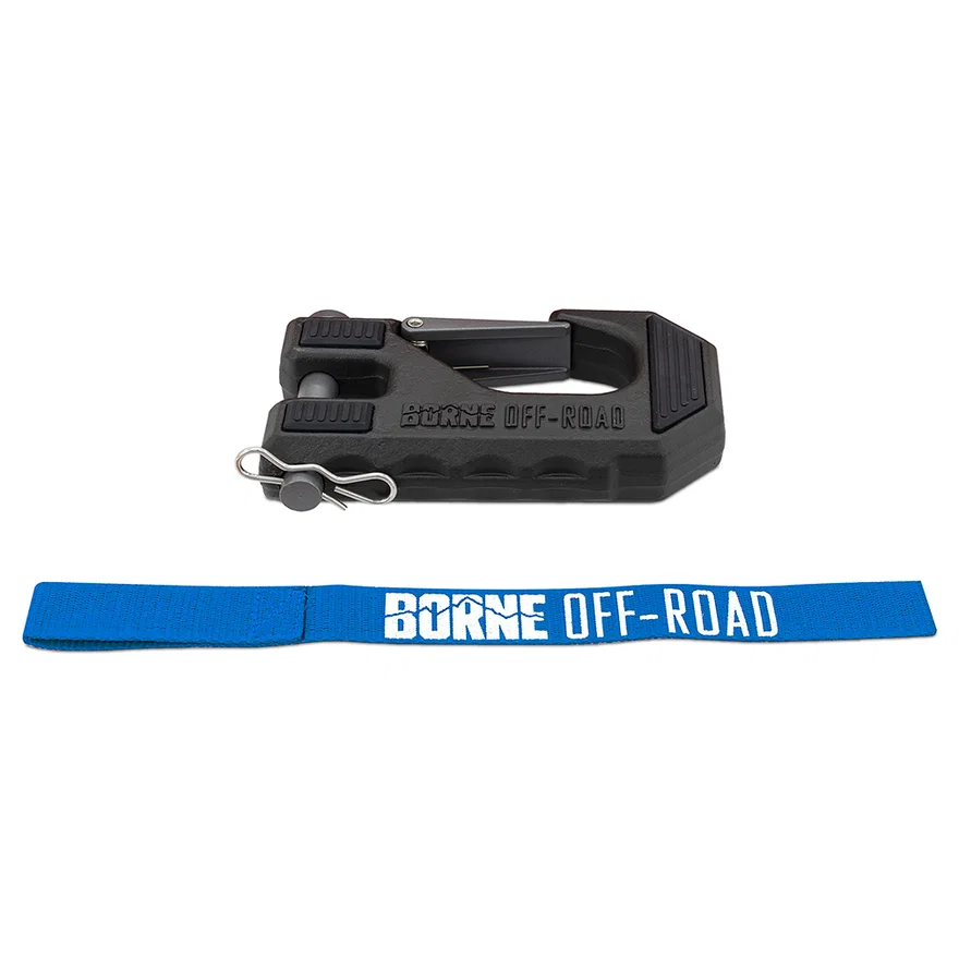 Borne Off-Road BNWN-HK-01 Winch Hook & Hand Tether, Blue