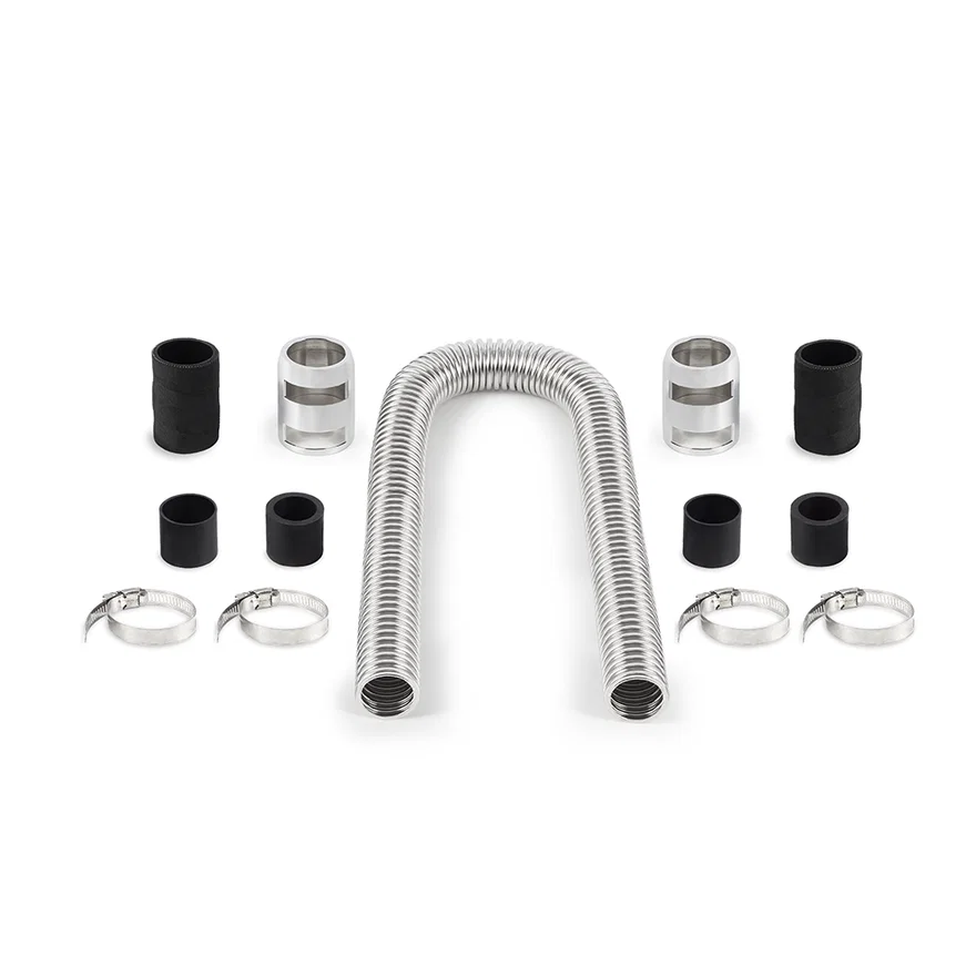 Universal Flexible Stainless Steel Radiator Hose Kit, Chrome, 36in