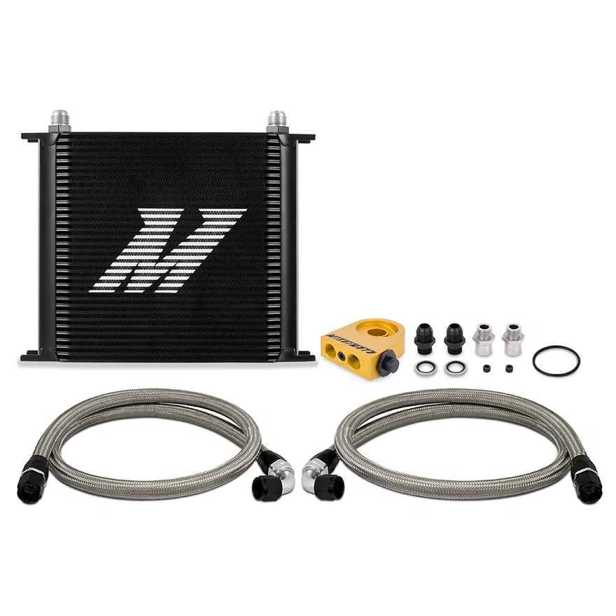 Universal Oil Cooler, 34-Row, Black, Thermostatic, Kit