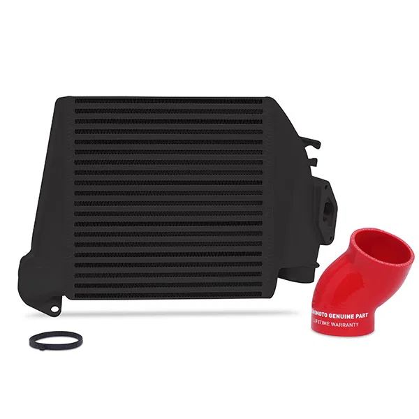 Top-Mount Intercooler, Black Cooler Red Hoses, fits Subaru WRX 2008-2014