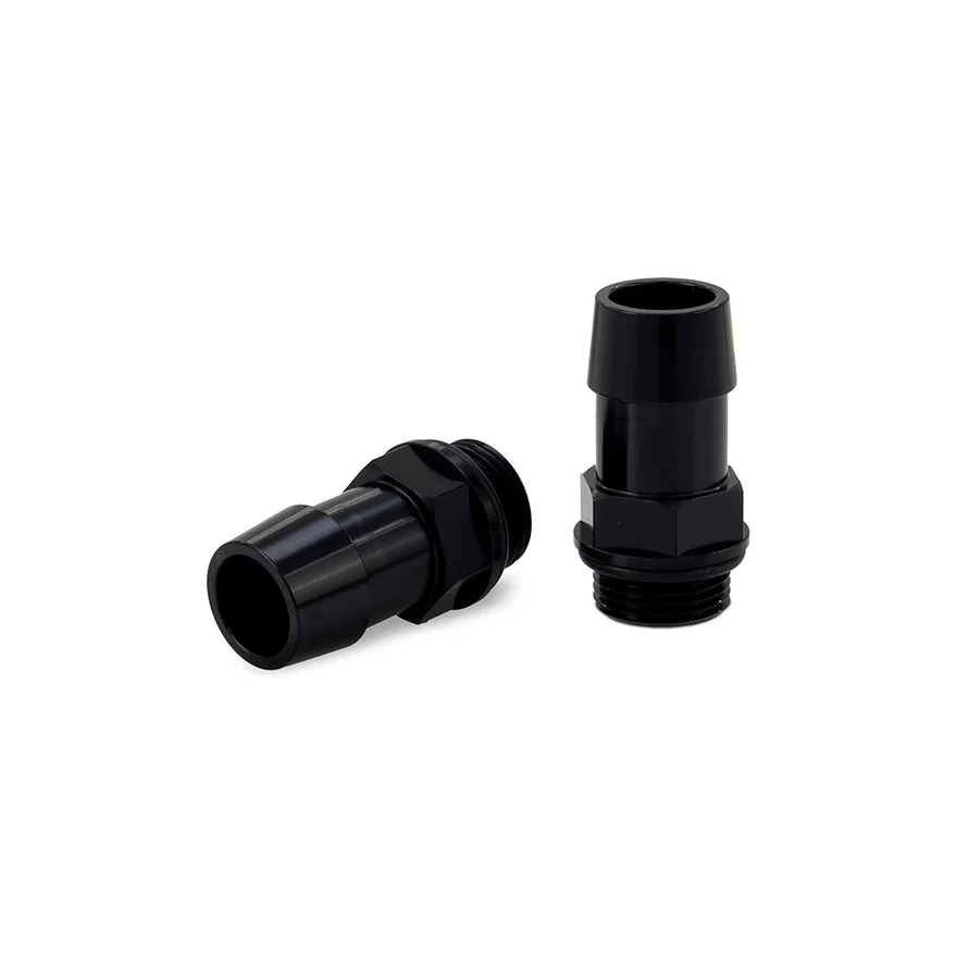 M20x1.5 3/4 in, Hose Barb Aluminum Fittings, Black, Pack of 2