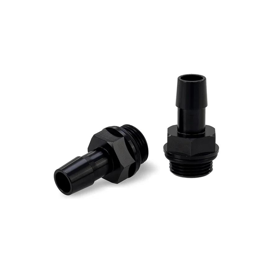 M20x1.5 1/2 in, Hose Barb Aluminum Fittings, Black, Pack of 2
