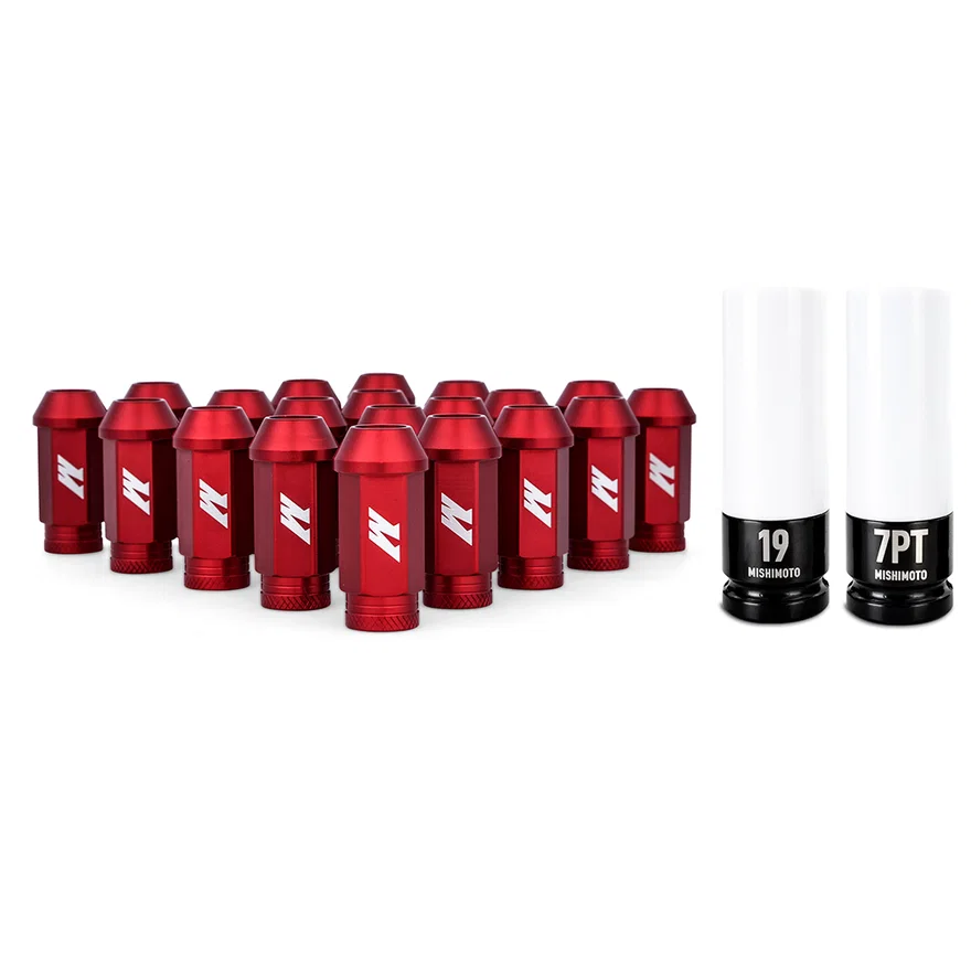Aluminum Locking Lug Nuts M12x1.5, Red, 20pc Set