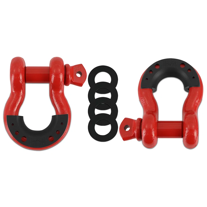 Borne Off-Road BNDR-RD 3/4 in Steel D-Ring Shackle Set, Red, 2 Pieces