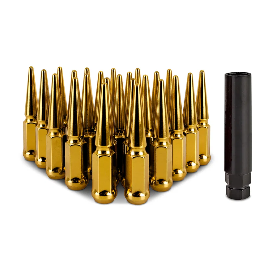 Spiked Lug Nuts, Gold, M14x1.5, 24-PC Set