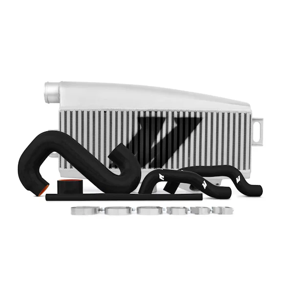 Top-Mount Intercooler Kit, Silver w/ Black Pipes, fits Subaru WRX/STI 2002-2007