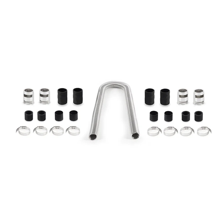 Universal Flexible Stainless Steel Radiator Hose Kit, Chrome, 48in