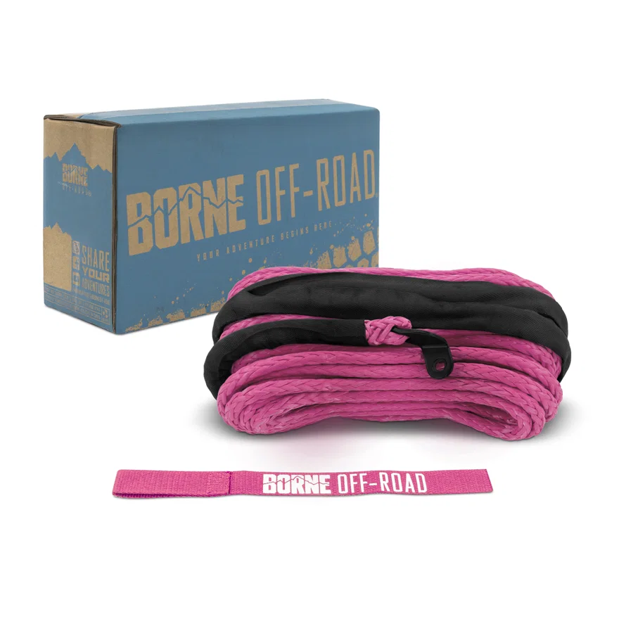 Borne Off-Road BNWN-SR-38-85PK Replacement Synthetic Winch Rope, Pink, 3/8 in x 85 ft
