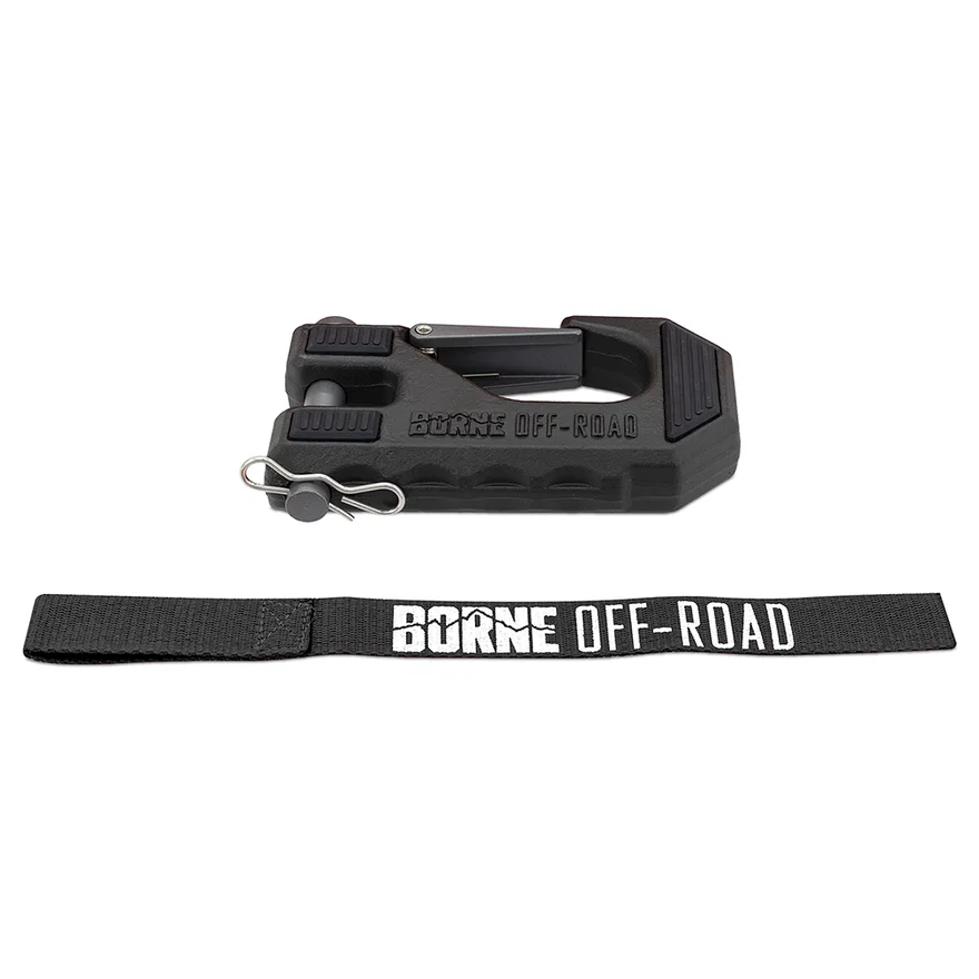 Borne Off-Road BNWN-HK-01 Winch Hook & Hand Tether, Black