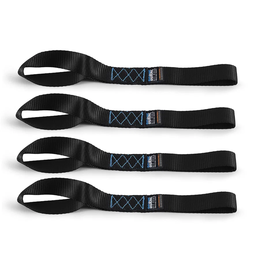 Borne Off-Road BNRTC-SLP-4BK Soft Loop Tie-Down Straps, Black