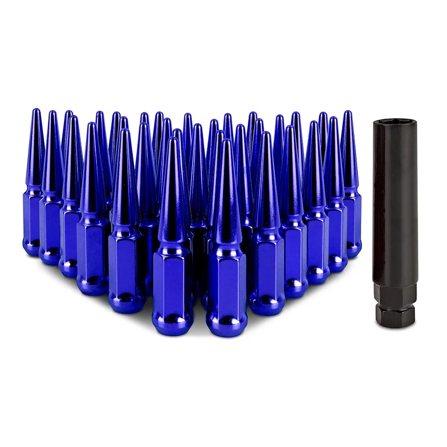 Spiked Lug Nuts, Blue, M14x1.5, 32-PC Set