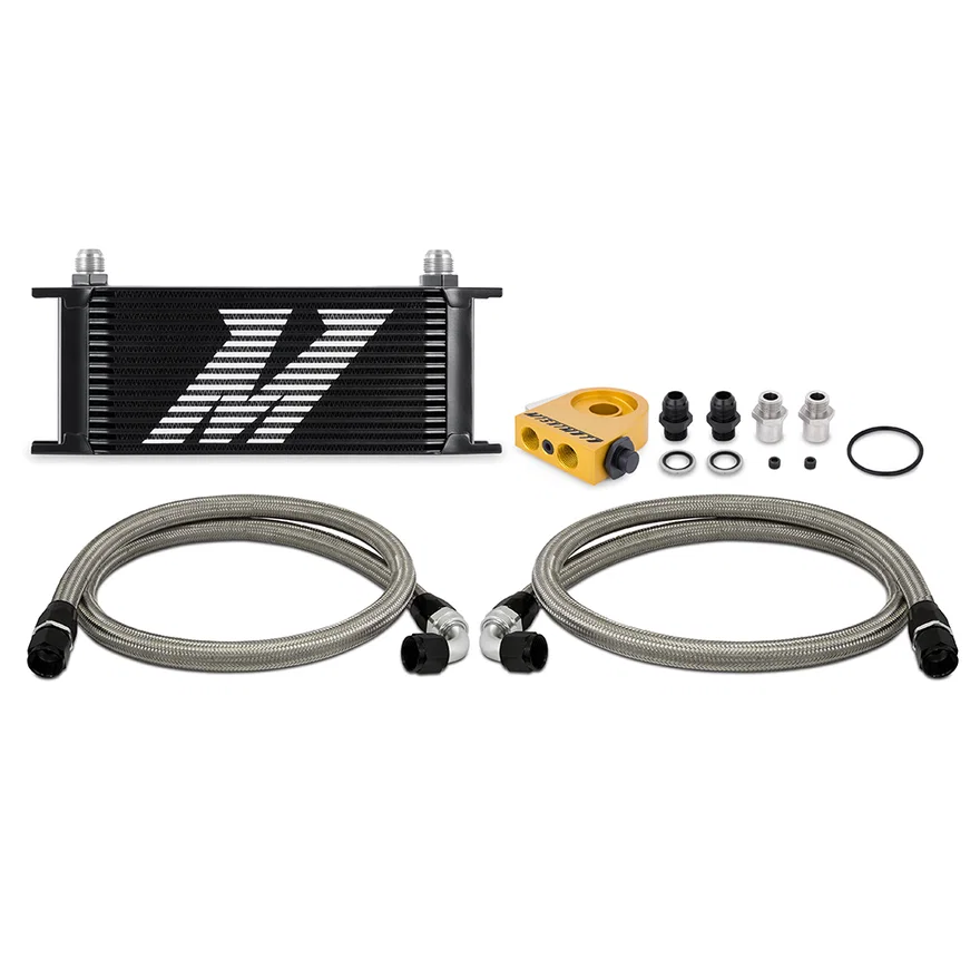 Universal Oil Cooler, 16-Row, Black, Thermostatic, Kit